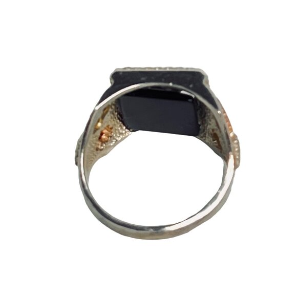 Black Hills Sterling Silver & Onyx Men’s Eagle Ring W/12K Gold Leaves (R357) - Picture 7 of 7